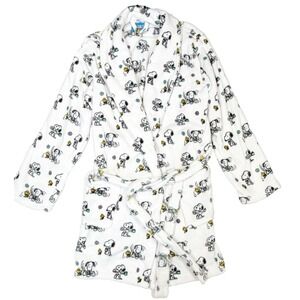 Peanuts Snoopy Women's XL Robe White Snoopy Typing Woodstock Coffee Soft Plush